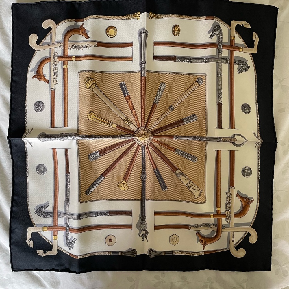 Hermes Silk Pocket Square - Rare Cane Design